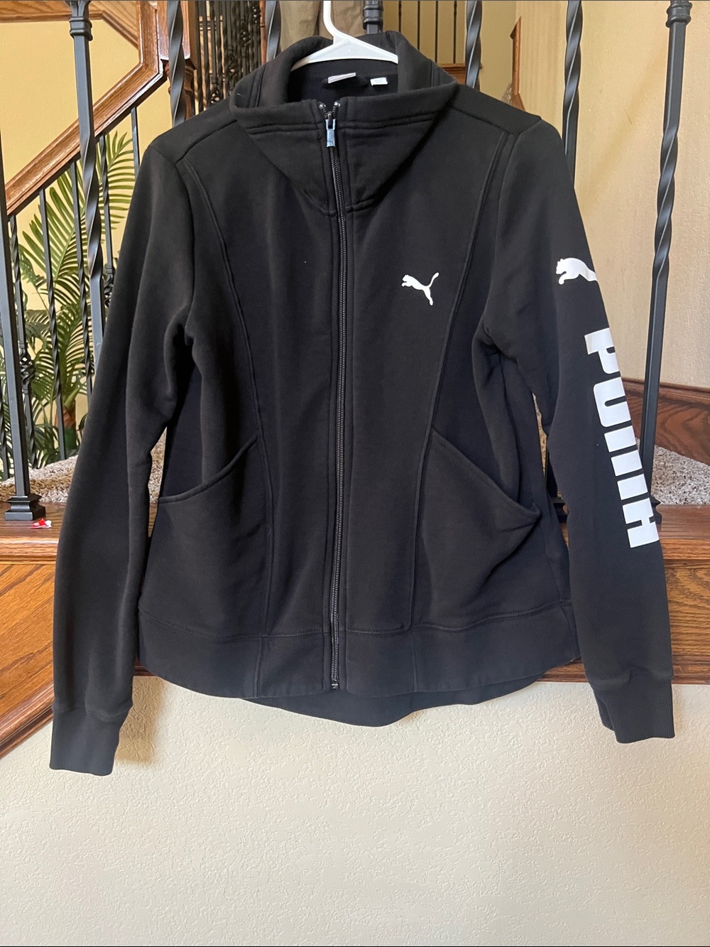 Puma Black Full-Zip Bomber Jacket with White Logo